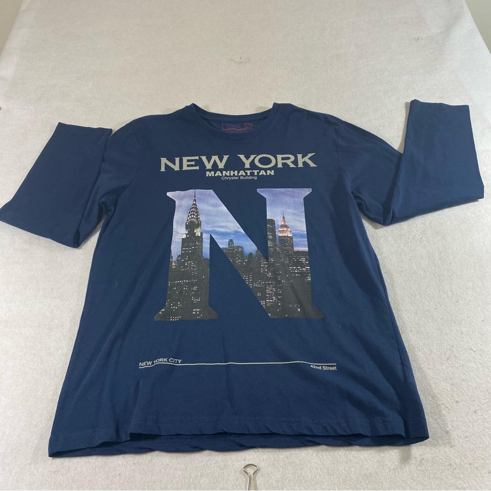 XSIDE New York Manhattan Shirt Long Sleeve NWOT Blue Unisex Casual T-shi…